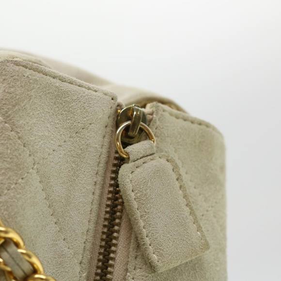 PRADA Quilted Chain Shoulder Bag Suede Gray Auth yk6604 - Picture 10 of 16